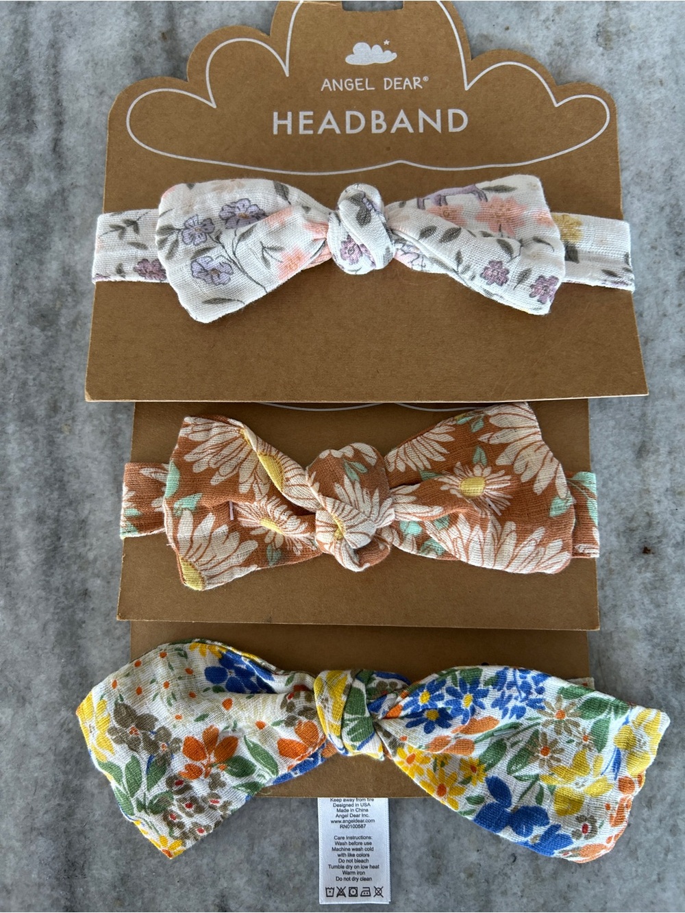 Angel Dear Floral Knot Headband Set - Multicolor Sizes 0-12M 12-24M